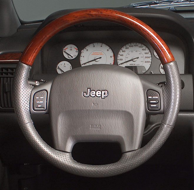 FOR 05-10 JEEP G CHEROKEE 3 WK LEATHER STEERING WHEEL COVER R BLUE DOUBLE STITCH