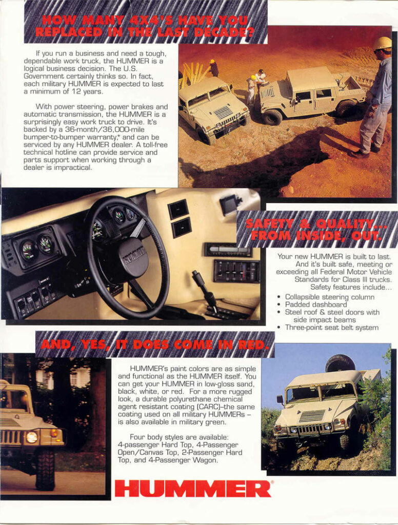 1993 Hummer H1 Model Overview JeepSpecs Com