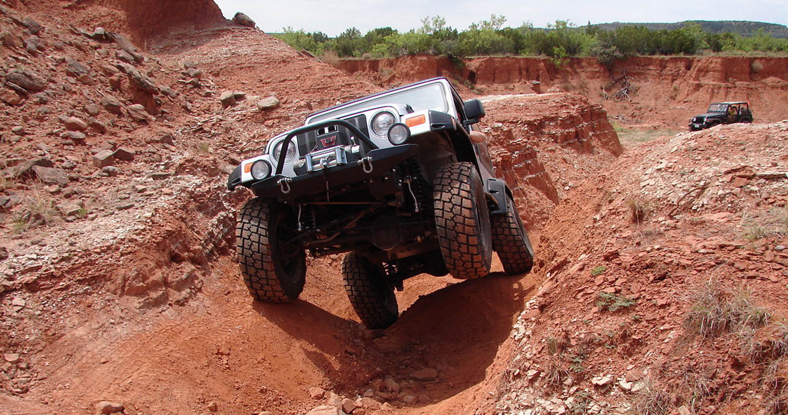 Jeep rock crawling outdoors