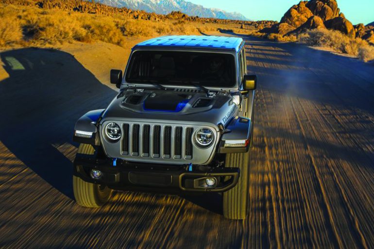 2021 gray Jeep Rubicon in the desert