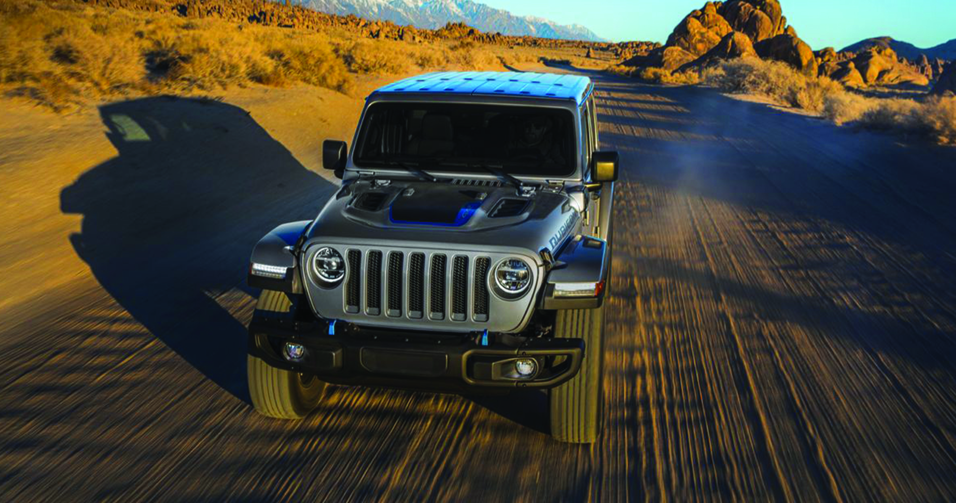 2021 gray Jeep Rubicon in the desert