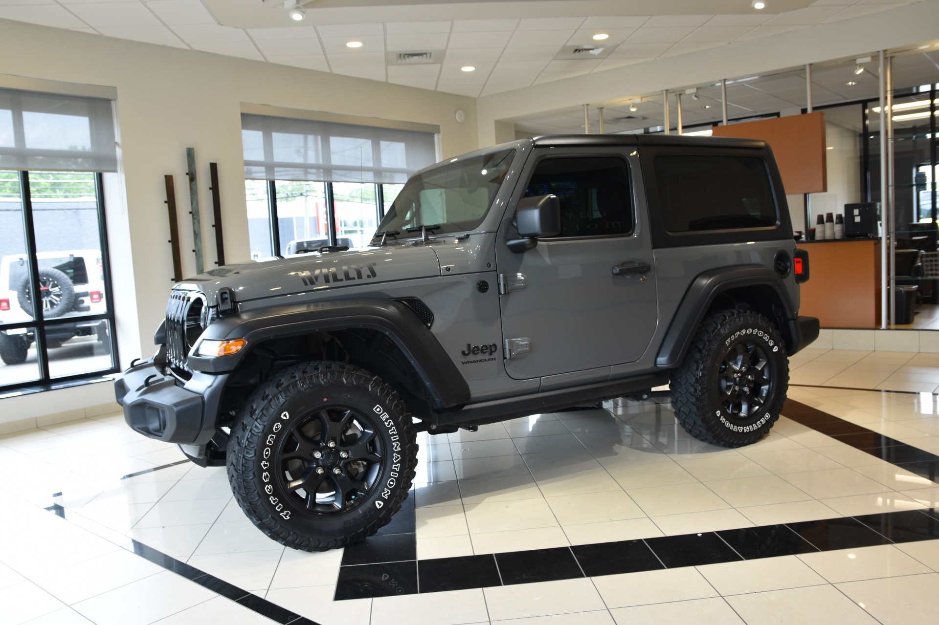 Three-quarter side view of a used 2020 Jeep Wrangler Willys